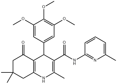 2,7,7-trimethyl-N-(6-methyl-2-pyridinyl)-5-oxo-4-(3,4,5-trimethoxyphenyl)-1,4,5,6,7,8-hexahydro-3-quinolinecarboxamide 结构式