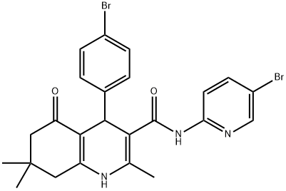 4-(4-bromophenyl)-N-(5-bromo-2-pyridinyl)-2,7,7-trimethyl-5-oxo-1,4,5,6,7,8-hexahydro-3-quinolinecarboxamide Structure