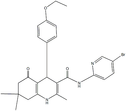 N-(5-bromo-2-pyridinyl)-4-(4-ethoxyphenyl)-2,7,7-trimethyl-5-oxo-1,4,5,6,7,8-hexahydro-3-quinolinecarboxamide 结构式