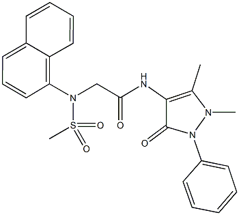 N-(1,5-dimethyl-3-oxo-2-phenyl-2,3-dihydro-1H-pyrazol-4-yl)-2-[(methylsulfonyl)(1-naphthyl)amino]acetamide 化学構造式