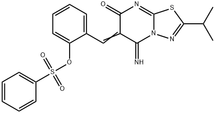 2-[(5-imino-2-isopropyl-7-oxo-5H-[1,3,4]thiadiazolo[3,2-a]pyrimidin-6(7H)-ylidene)methyl]phenyl benzenesulfonate|