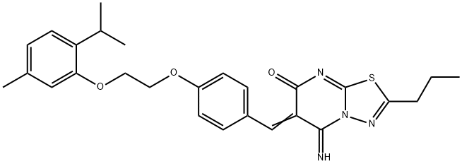 5-imino-6-{4-[2-(2-isopropyl-5-methylphenoxy)ethoxy]benzylidene}-2-propyl-5,6-dihydro-7H-[1,3,4]thiadiazolo[3,2-a]pyrimidin-7-one Structure