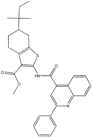 methyl 6-tert-pentyl-2-{[(2-phenyl-4-quinolinyl)carbonyl]amino}-4,5,6,7-tetrahydro-1-benzothiophene-3-carboxylate,361981-16-0,结构式