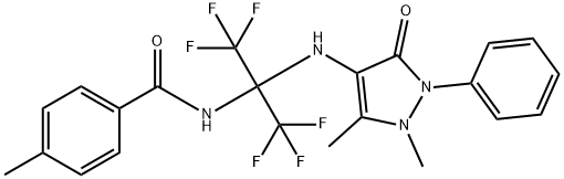 N-[1-[(1,5-dimethyl-3-oxo-2-phenyl-2,3-dihydro-1H-pyrazol-4-yl)amino]-2,2,2-trifluoro-1-(trifluoromethyl)ethyl]-4-methylbenzamide Structure