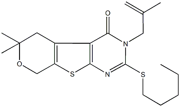 6,6-dimethyl-3-(2-methyl-2-propenyl)-2-(pentylsulfanyl)-3,5,6,8-tetrahydro-4H-pyrano[4',3':4,5]thieno[2,3-d]pyrimidin-4-one|