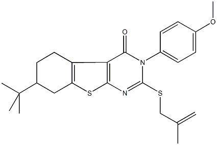 7-tert-butyl-3-(4-methoxyphenyl)-2-[(2-methyl-2-propenyl)sulfanyl]-5,6,7,8-tetrahydro[1]benzothieno[2,3-d]pyrimidin-4(3H)-one,361992-59-8,结构式