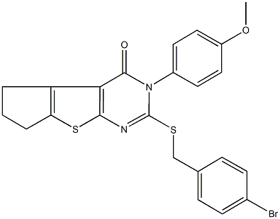 361993-03-5 2-[(4-bromobenzyl)sulfanyl]-3-(4-methoxyphenyl)-3,5,6,7-tetrahydro-4H-cyclopenta[4,5]thieno[2,3-d]pyrimidin-4-one