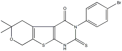 3-(4-bromophenyl)-6,6-dimethyl-2-thioxo-1,2,3,5,6,8-hexahydro-4H-pyrano[4',3':4,5]thieno[2,3-d]pyrimidin-4-one Structure