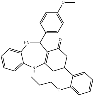 11-(4-methoxyphenyl)-3-(2-propoxyphenyl)-2,3,4,5,10,11-hexahydro-1H-dibenzo[b,e][1,4]diazepin-1-one Structure