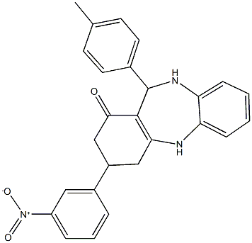 3-{3-nitrophenyl}-11-(4-methylphenyl)-2,3,4,5,10,11-hexahydro-1H-dibenzo[b,e][1,4]diazepin-1-one,362001-22-7,结构式
