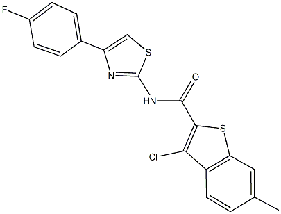 3-chloro-N-[4-(4-fluorophenyl)-1,3-thiazol-2-yl]-6-methyl-1-benzothiophene-2-carboxamide Structure