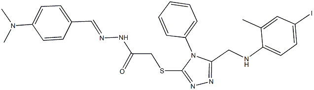 N'-[4-(dimethylamino)benzylidene]-2-({5-[(4-iodo-2-methylanilino)methyl]-4-phenyl-4H-1,2,4-triazol-3-yl}sulfanyl)acetohydrazide,362475-18-1,结构式