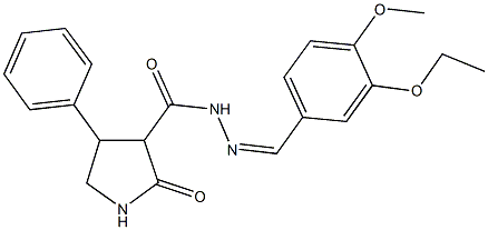 N'-(3-ethoxy-4-methoxybenzylidene)-2-oxo-4-phenyl-3-pyrrolidinecarbohydrazide Struktur