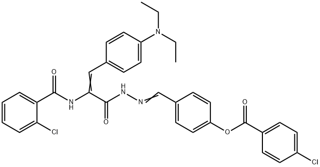 4-(2-{2-[(2-chlorobenzoyl)amino]-3-[4-(diethylamino)phenyl]acryloyl}carbohydrazonoyl)phenyl 4-chlorobenzoate,362481-77-4,结构式