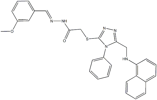 N'-(3-methoxybenzylidene)-2-({5-[(1-naphthylamino)methyl]-4-phenyl-4H-1,2,4-triazol-3-yl}sulfanyl)acetohydrazide,362482-71-1,结构式