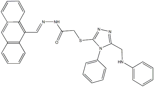 2-{[5-(anilinomethyl)-4-phenyl-4H-1,2,4-triazol-3-yl]sulfanyl}-N'-(9-anthrylmethylene)acetohydrazide Structure