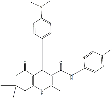 4-[4-(dimethylamino)phenyl]-2,7,7-trimethyl-N-(5-methyl-2-pyridinyl)-5-oxo-1,4,5,6,7,8-hexahydro-3-quinolinecarboxamide 化学構造式