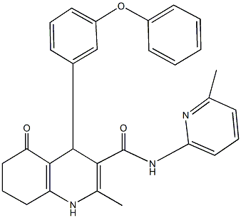 2-methyl-N-(6-methylpyridin-2-yl)-5-oxo-4-(3-phenoxyphenyl)-1,4,5,6,7,8-hexahydroquinoline-3-carboxamide Struktur