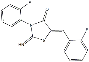 5-(2-fluorobenzylidene)-3-(2-fluorophenyl)-2-imino-1,3-thiazolidin-4-one 化学構造式