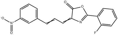 2-(2-fluorophenyl)-4-(3-{3-nitrophenyl}-2-propenylidene)-1,3-oxazol-5(4H)-one 化学構造式