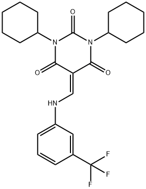 1,3-dicyclohexyl-5-{[3-(trifluoromethyl)anilino]methylene}-2,4,6(1H,3H,5H)-pyrimidinetrione,362495-57-6,结构式