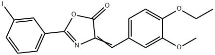 4-(4-ethoxy-3-methoxybenzylidene)-2-(3-iodophenyl)-1,3-oxazol-5(4H)-one 化学構造式