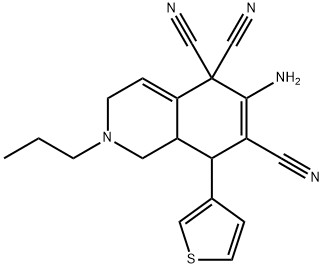 6-amino-2-propyl-8-(3-thienyl)-2,3,8,8a-tetrahydro-5,5,7(1H)-isoquinolinetricarbonitrile 结构式