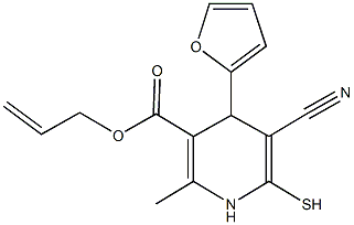 allyl 5-cyano-4-(2-furyl)-2-methyl-6-sulfanyl-1,4-dihydro-3-pyridinecarboxylate 结构式