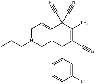6-amino-8-(3-bromophenyl)-2-propyl-2,3,8,8a-tetrahydro-5,5,7(1H)-isoquinolinetricarbonitrile Struktur