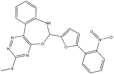 6-(5-{2-nitrophenyl}-2-furyl)-3-(methylsulfanyl)-6,7-dihydro[1,2,4]triazino[5,6-d][3,1]benzoxazepine Structure