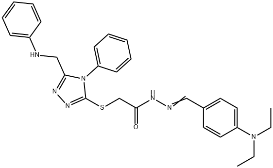 2-{[5-(anilinomethyl)-4-phenyl-4H-1,2,4-triazol-3-yl]sulfanyl}-N'-[4-(diethylamino)benzylidene]acetohydrazide Struktur