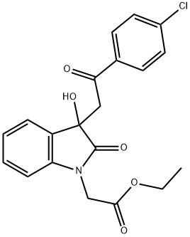 ethyl {3-[2-(4-chlorophenyl)-2-oxoethyl]-3-hydroxy-2-oxo-2,3-dihydro-1H-indol-1-yl}acetate Struktur