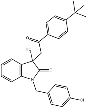 3-[2-(4-tert-butylphenyl)-2-oxoethyl]-1-(4-chlorobenzyl)-3-hydroxy-1,3-dihydro-2H-indol-2-one,362507-02-6,结构式