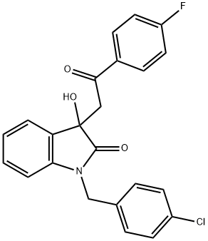 1-(4-chlorobenzyl)-3-[2-(4-fluorophenyl)-2-oxoethyl]-3-hydroxy-1,3-dihydro-2H-indol-2-one 结构式