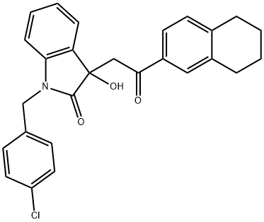 1-(4-chlorobenzyl)-3-hydroxy-3-[2-oxo-2-(5,6,7,8-tetrahydronaphthalen-2-yl)ethyl]-1,3-dihydro-2H-indol-2-one Structure