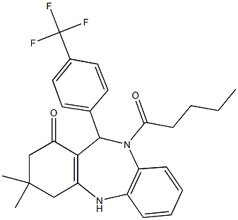 3,3-dimethyl-10-pentanoyl-11-[4-(trifluoromethyl)phenyl]-2,3,4,5,10,11-hexahydro-1H-dibenzo[b,e][1,4]diazepin-1-one Structure