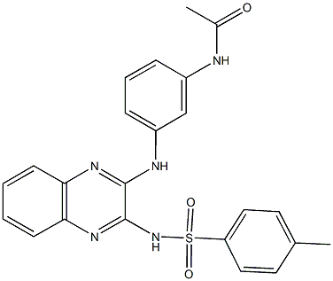 N-{3-[(3-{[(4-methylphenyl)sulfonyl]amino}-2-quinoxalinyl)amino]phenyl}acetamide Structure