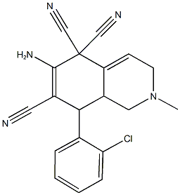 6-amino-8-(2-chlorophenyl)-2-methyl-2,3,8,8a-tetrahydro-5,5,7(1H)-isoquinolinetricarbonitrile,362590-46-3,结构式