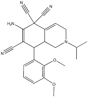 6-amino-8-(2,3-dimethoxyphenyl)-2-isopropyl-2,3,8,8a-tetrahydro-5,5,7(1H)-isoquinolinetricarbonitrile Structure