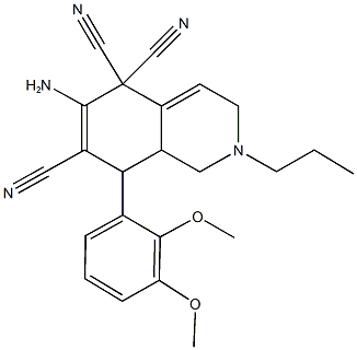 6-amino-8-(2,3-dimethoxyphenyl)-2-propyl-2,3,8,8a-tetrahydro-5,5,7(1H)-isoquinolinetricarbonitrile 结构式