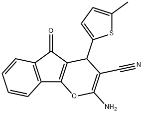 2-amino-4-(5-methyl-2-thienyl)-5-oxo-4,5-dihydroindeno[1,2-b]pyran-3-carbonitrile Structure