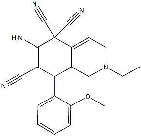 362590-79-2 6-amino-2-ethyl-8-(2-methoxyphenyl)-2,3,8,8a-tetrahydro-5,5,7(1H)-isoquinolinetricarbonitrile