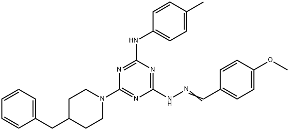 4-methoxybenzaldehyde [4-(4-benzyl-1-piperidinyl)-6-(4-toluidino)-1,3,5-triazin-2-yl]hydrazone 化学構造式