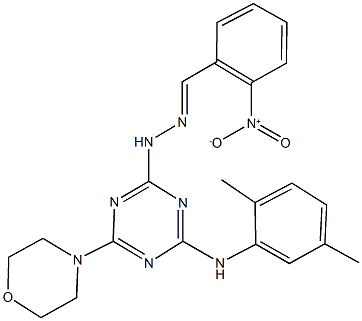 2-nitrobenzaldehyde [4-(2,5-dimethylanilino)-6-(4-morpholinyl)-1,3,5-triazin-2-yl]hydrazone Structure