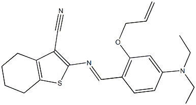 2-{[2-(allyloxy)-4-(diethylamino)benzylidene]amino}-4,5,6,7-tetrahydro-1-benzothiophene-3-carbonitrile Structure