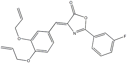 4-[3,4-bis(allyloxy)benzylidene]-2-(3-fluorophenyl)-1,3-oxazol-5(4H)-one Struktur