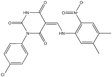 1-(4-chlorophenyl)-5-({2-nitro-4,5-dimethylanilino}methylene)-2,4,6(1H,3H,5H)-pyrimidinetrione,362609-78-7,结构式