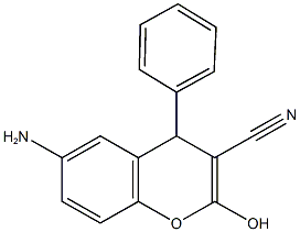 6-amino-2-hydroxy-4-phenyl-4H-chromene-3-carbonitrile 结构式