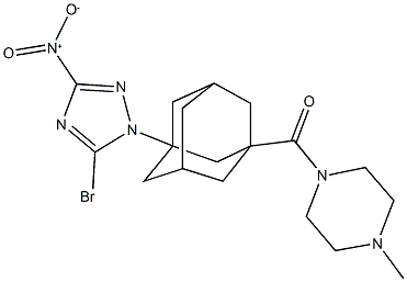 1-[(3-{5-bromo-3-nitro-1H-1,2,4-triazol-1-yl}-1-adamantyl)carbonyl]-4-methylpiperazine 结构式