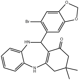 11-(6-bromo-1,3-benzodioxol-5-yl)-3,3-dimethyl-2,3,4,5,10,11-hexahydro-1H-dibenzo[b,e][1,4]diazepin-1-one Structure